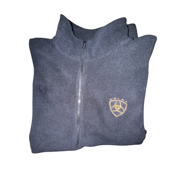 Ariat Mens Black Pullover 1/4 Zip Embroidered Logo Fleece Sweatshirt Sz Large - Picture 2 of 6